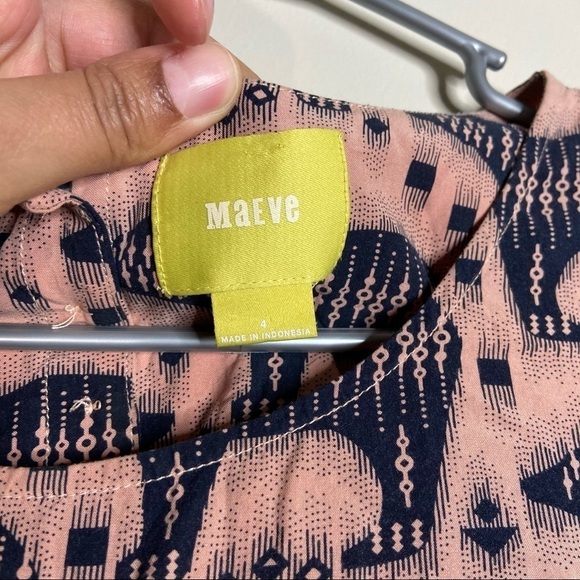 Anthropologie Maeve Shift Dress Zola Bear Print Blush Salmon Pink Navy 4 - Picture 3 of 8